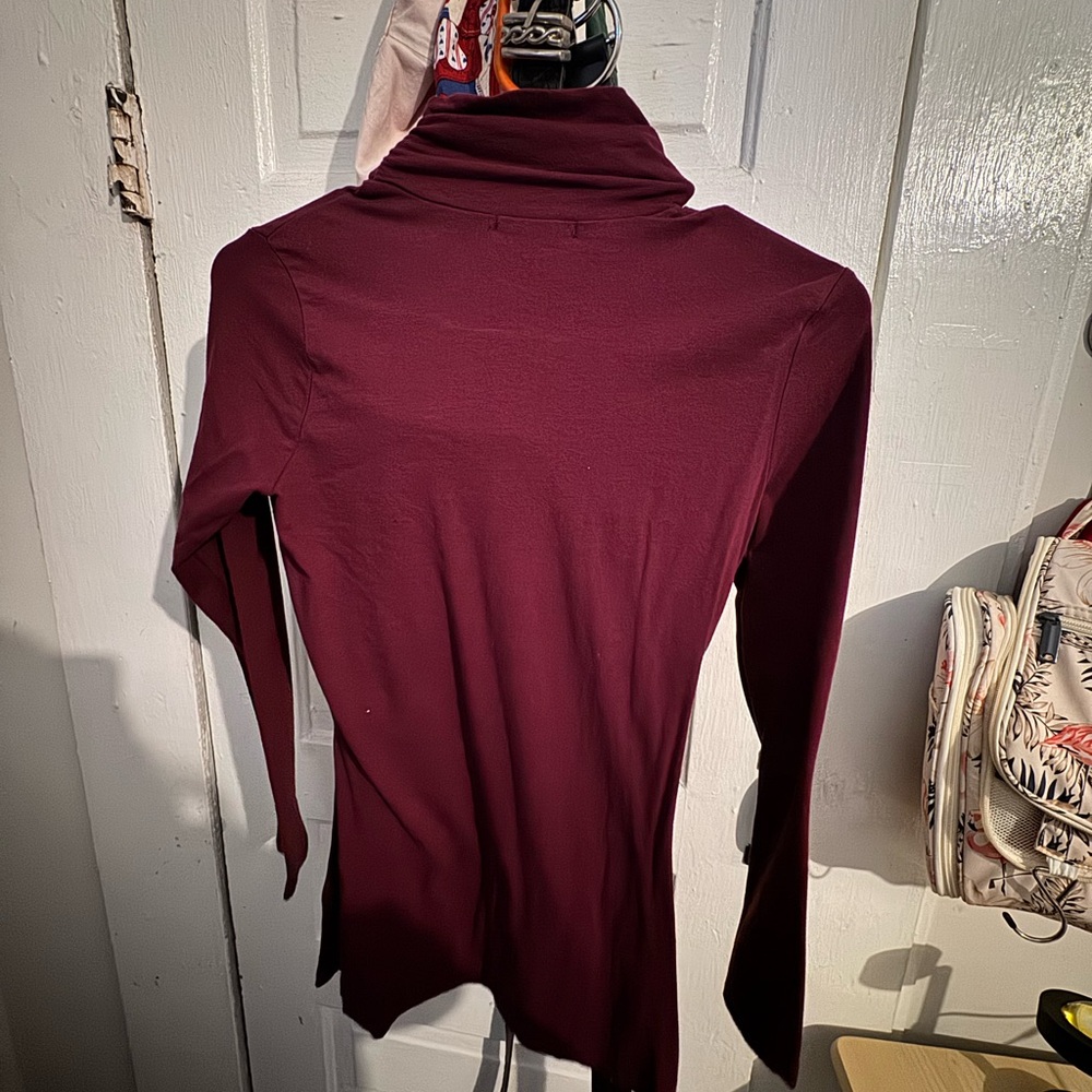 ambiance burgundy turtleneck long sleeve top